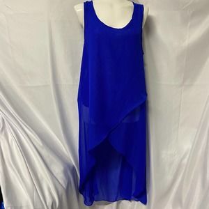 Moa Moa Top Cover up Blouse High Low Semi Sheer Layered Sleeveless Size L